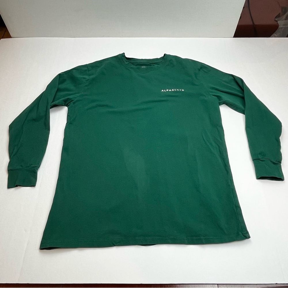 Alphalete Men Size Large Green Performance Fit‎ Long Sleeve Shirt Athletic *FLAW